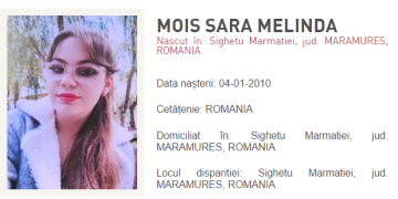 Sara, o fetiță de 13 ani din Sighetu Marmației, a dispărut de acasă