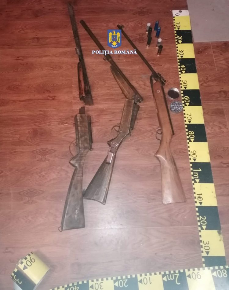 Mandate de percheziție domiciliară la Dragomireşti. Au fost găsite arme și muniții, interzise la deținere