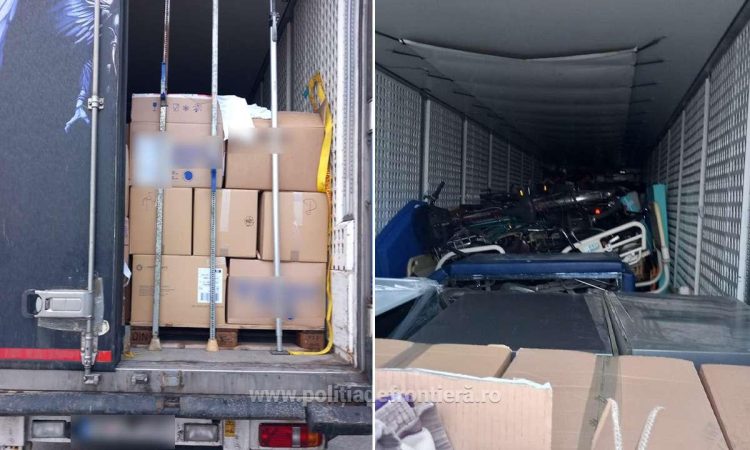 Aproximativ 6 tone de haine, biciclete şi saltele, oprite la intrarea în țară