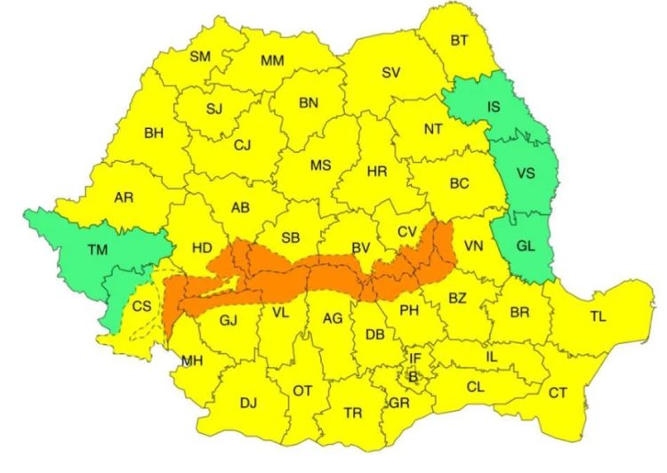Judeţul Maramureş intră în această dimineaţă sub alertă COD GALBEN de intensificări ale vântului