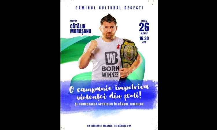 Catalin Morosanu ajunge la Desești pentru o campanie de conștientizare împotriva violenței în școli