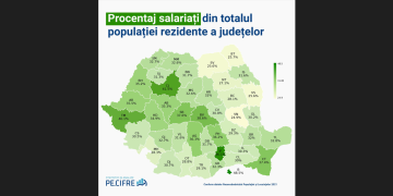 Harta procentelor salariaților: Județele cu cea mai mare și cea mai mică pondere de salariați