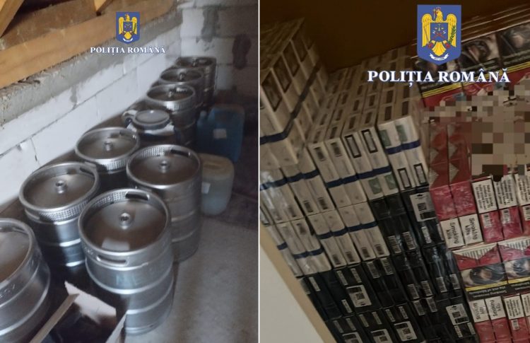 16 percheziții domiciliare, peste 30.500 de pachete de țigări, dar şi articole pirotehnice şi băuturi alcoolice indisponibilizate de polițiști