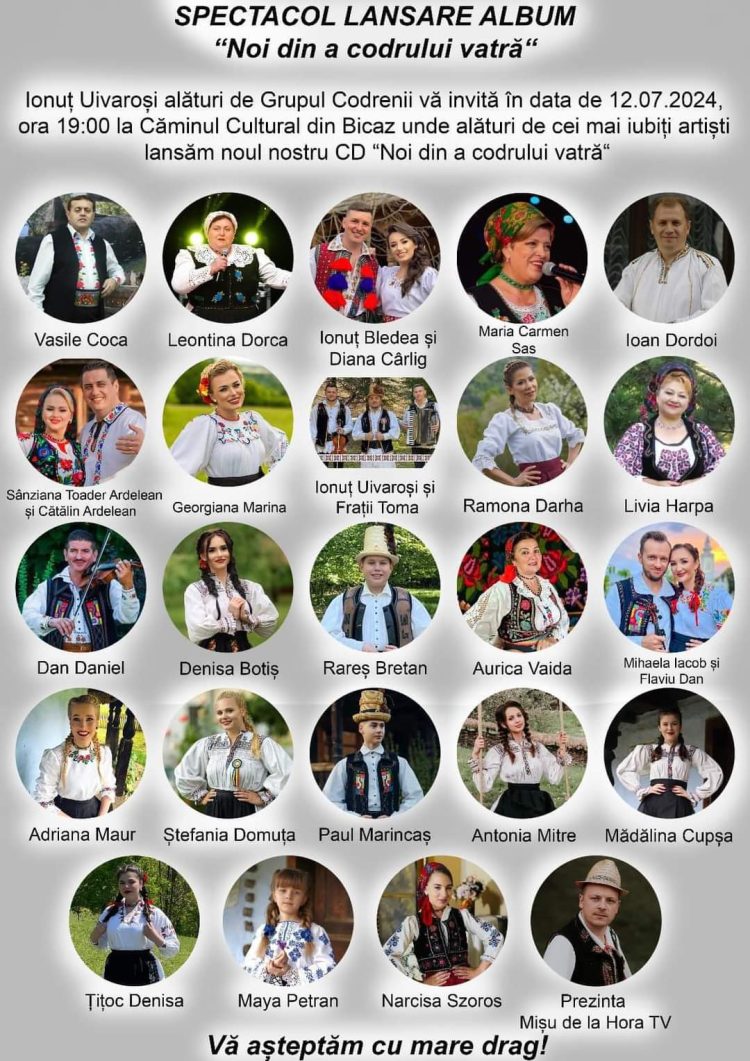 Ionuț Uivarosi alături de Grupul Codrenii îşi lansează noul CD “Noi din a codrului vatră”