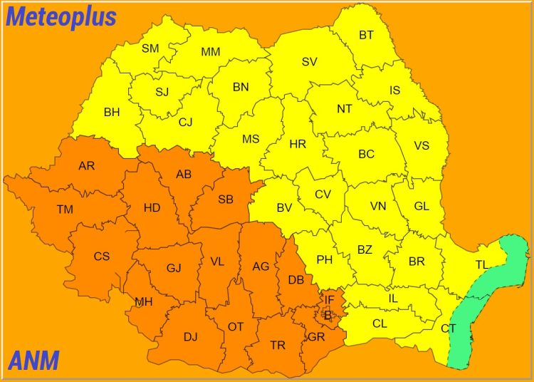 Atenție! Cod galben și portocaliu de caniculă. Indicele temperatură-umezeală va depăși pragul critic de 80 de unități