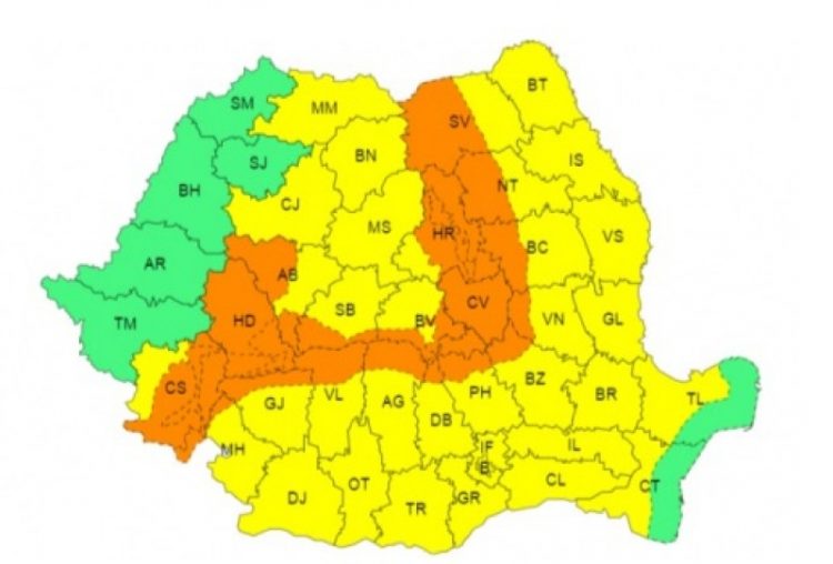 Cod galben de vreme instabilă în Maramureş până joi