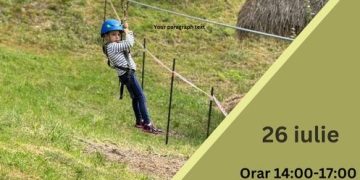 Aventură în natură. Tiroliană în Satul de pe Dealul Florilor