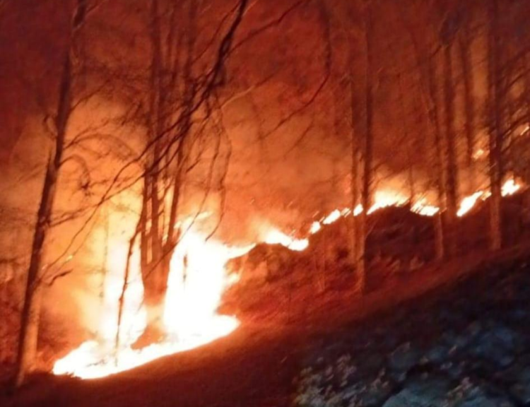 Incendiu pe Athosul Maramureșului! Focul coboară spre mănăstire