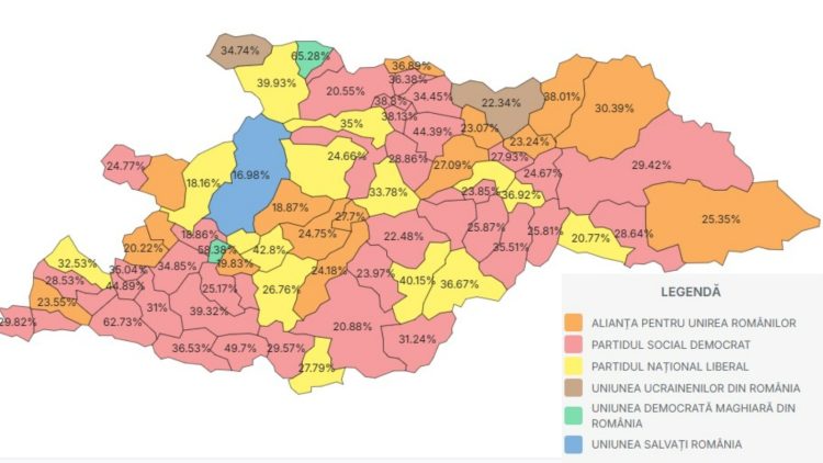 Clasamentul pe UAT-uri în urma Alegerilor Parlamentare din Maramureș
