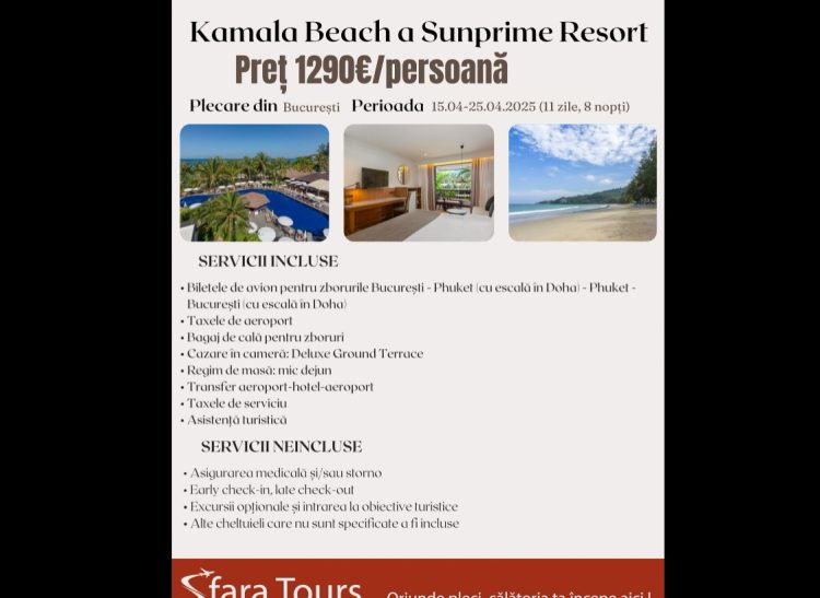 Vacanță la Kamala Beach, în aprilie 2025 cu Sfara Tours!