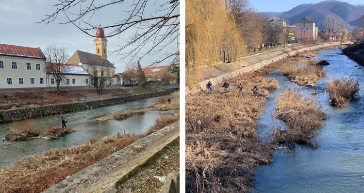 Se curăță vegetația și deșeurile din albia râului Săsar