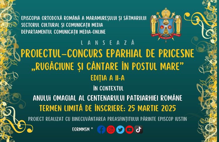 Se fac înscrieri pentru Concursul Eparhial Online de Pricesne intitulat „Rugăciune și cântare în Postul Mare”