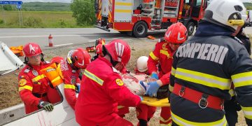 Exercițiu tactic organizat de ISU Maramureș. A fost simulat un accident rutier grav