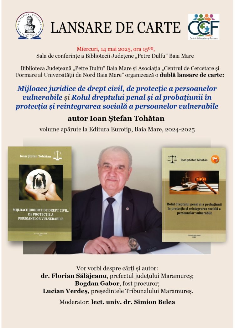 Dublă lansare de carte la Biblioteca Județeană „Petre Dulfu” din Baia Mare