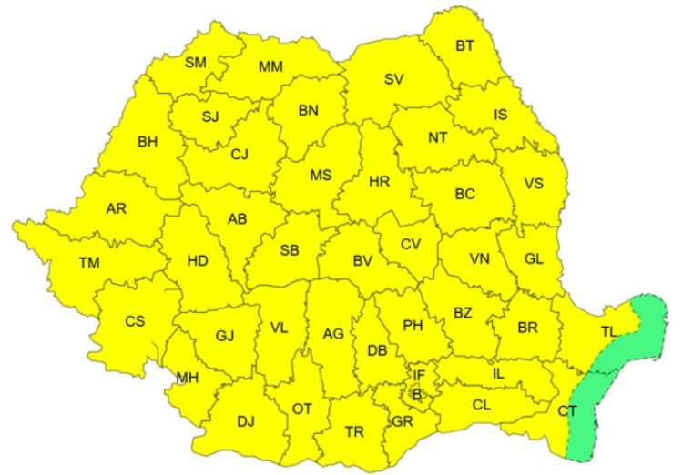 ANM a emis COD GALBEN de ploi pentru tot weekend-ul