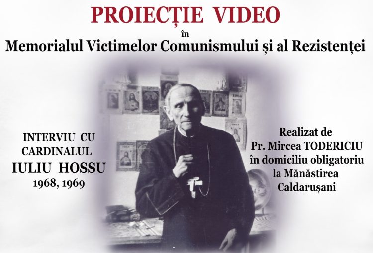 Interviul cu Cardinalul Iuliu Hossu, realizat în anii 1968, 1969, proiecție video la Memorialul Victimelor Comunismului și al Rezistenței din Sighet