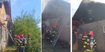 A luat foc acoperișul unei case de pe strada Hornului. Două persoane au făcut atac de panică, o a treia s-a tăiat la picior