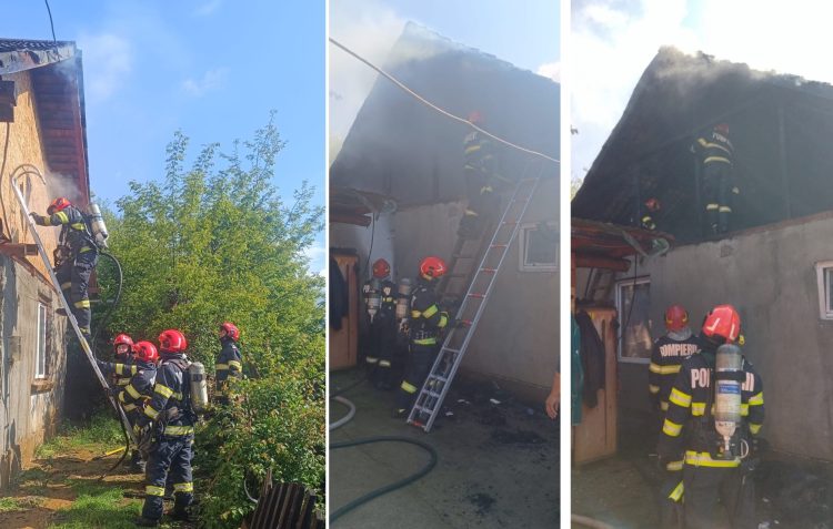 A luat foc acoperișul unei case de pe strada Hornului. Două persoane au făcut atac de panică, o a treia s-a tăiat la picior