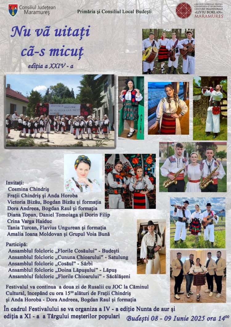 Festivalul „Nu vă uitați că-s micuț” revine la Budești cu muzică, tradiții și voie bună – Ediția a XXIV-a are loc pe 8-9 iunie 2025