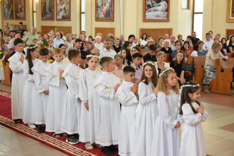 11 copii au primit Prima Împărtășanie la Biserica greco-catolică Sfânta Cruce din Baia Mare