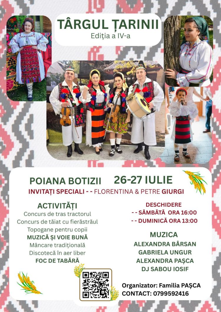 Florentina și Petre Giurgi, invitați speciali la Târgul Țărinii din Poiana Botizii – 26-27 iulie