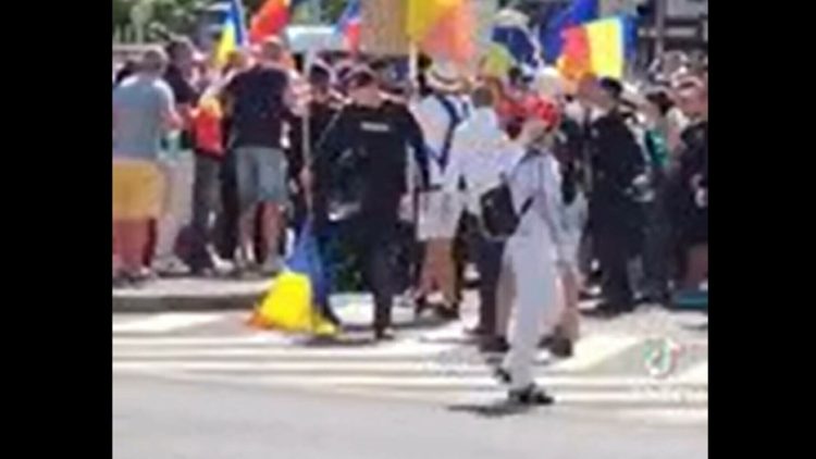 Jandarmeria Bucureşti demontează un fake-news viral cu un jandarm care ar călca intenţionat drapelul