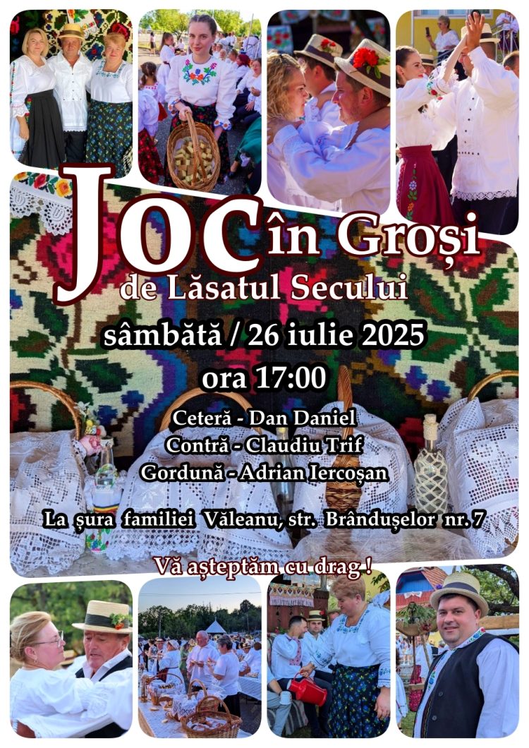 Joc și voie bună în Groși, la Lăsatul Secului – eveniment tradițional pe 26 iulie 2025