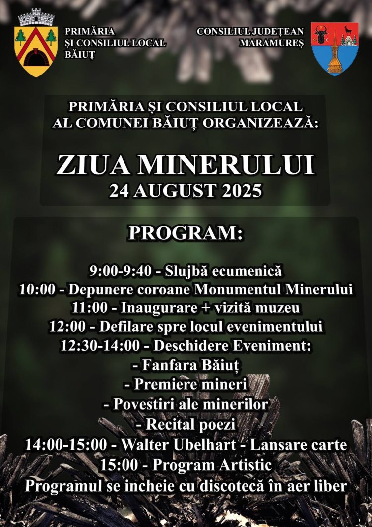 Băiuț celebrează Ziua Minerului pe 24 august 2025 cu ceremonii, defilări și momente culturale