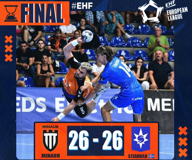 Handbal masculin: Minaur Baia Mare – UMF Stjarnan, scor 26-26, în turul I al European League