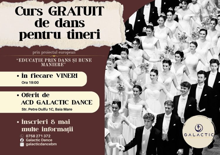 Curs gratuit de dans pentru tineri, în Baia Mare – lecții de eleganță și bune maniere prin mișcare