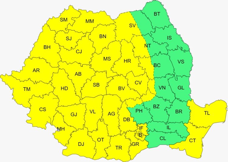 COD GALBEN de vânt puternic în Maramureș în următoarele ore