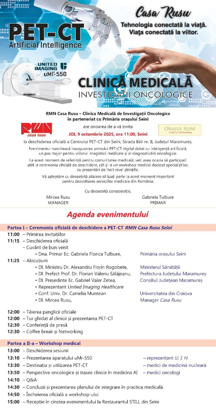 Primul centru PET-CT digital cu inteligență artificială din Maramureș se deschide la Seini