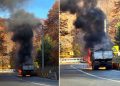 Camion cuprins de flăcări pe DN 18, în Pasul Gutâi – foto