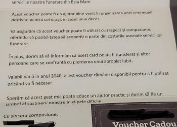 Tichete cadou oferite gratuit băimărenilor de către o firmă de pompe funebre
