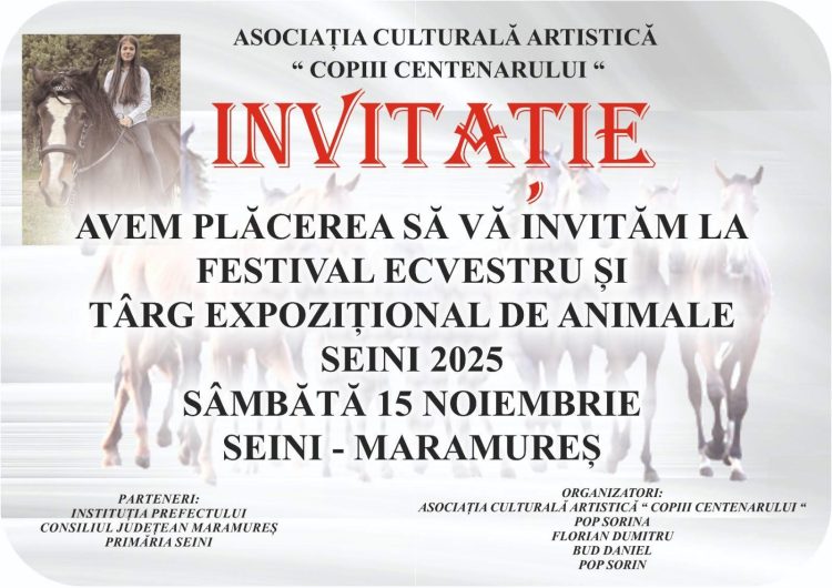 Festival Ecvestru și Târg Expozițional de Animale la Seini, în 15 noiembrie