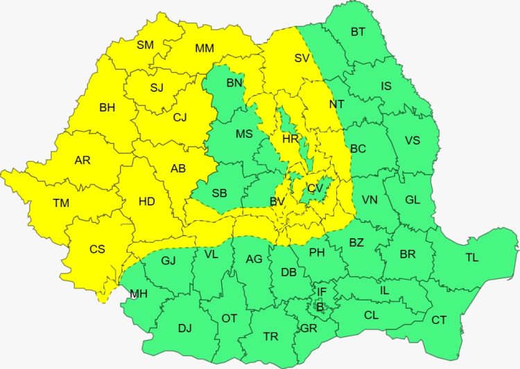 COD GALBEN de vânt și ploi abundente. Maramureșul, sub atenționări meteo
