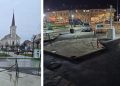 LA UN PAS DE DEZASTRU: Se apropie sărbătorile de iarnă, dar zona centrală din Târgu Lăpuș rămâne un șantier nesigur,  ignorat de primărie