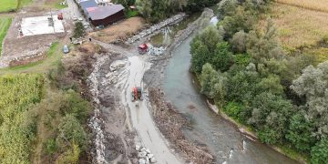 Lucrările de consolidare a malului drept al râului Lăpuș, finalizate în Târgu Lăpuș