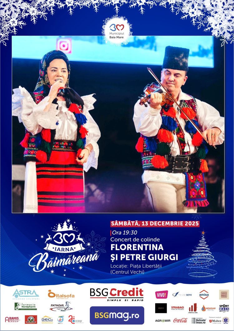 Baia Mare își deschide sufletul de sărbători: Florentina și Petre Giurgi aduc magia colindelor în inima orașului