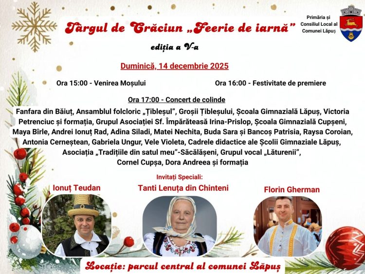 Lăpuș se îmbracă în magie: „Feerie de iarnă”, târgul de Crăciun care aduce tradiția, colindul și bucuria comunității