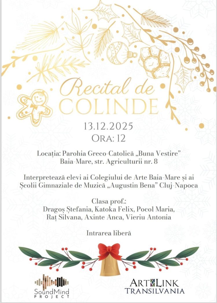 Recital de colinde la Baia Mare, susținut de elevi ai școlilor de muzică din Baia Mare și Cluj-Napoca