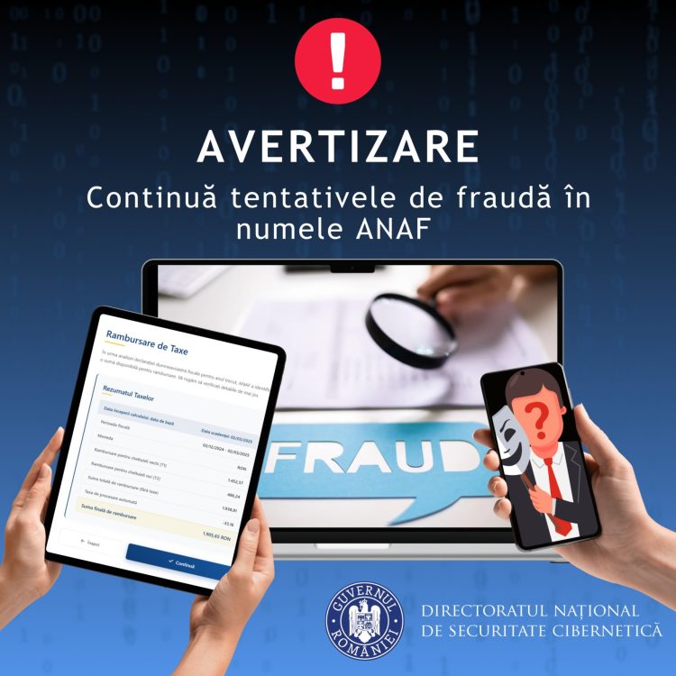 AVERTIZARE: Continuă tentativele de fraudă în numele ANAF!