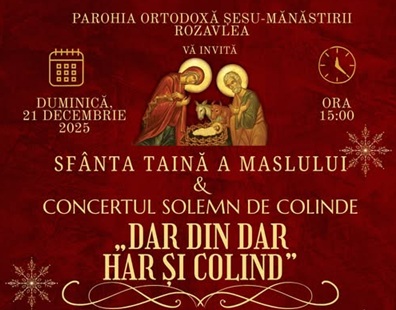 Maslu în sobor și prima ediție a concertului caritabil „Dar din dar, har și colind”, la Parohia ortodoxă „Șesu-Mănăstirii” Rozavlea