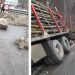 Pericol pe DJ186, la Bârsana: bolovan prăbușit de pe versant, un vehicul a ajuns în șanț