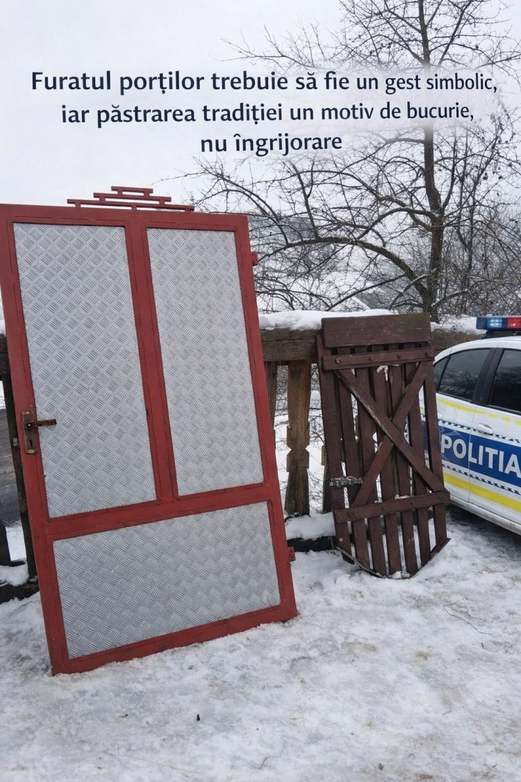 Poliția face apel la responsabilitate: furatul porților trebuie să rămână o tradiție, nu o infracțiune