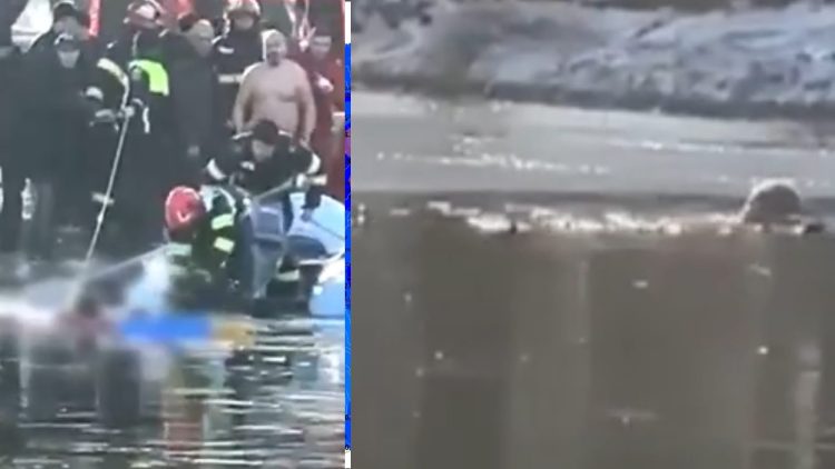 Când subprefectul filmează, iar un nepalez sare în apa înghețată pentru a salva o fetiță