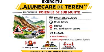 Alunecare de teren simulată în Poienile de Sub Munte, exercițiu pentru situații de urgență