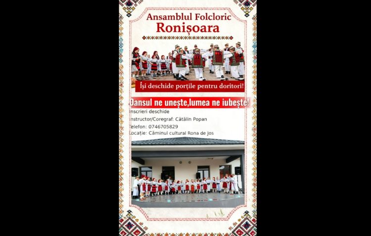 Ansamblul Folcloric „Ronișoara” își deschide porțile pentru noi membri: „Dansul ne unește, lumea ne iubește!”