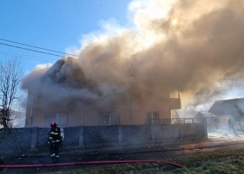 Gospodărie afectată de incendiu în Șurdești, trei anexe și acoperișul casei distruse, două animale moarte