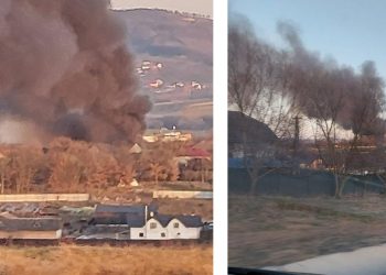 INCENDIU VIOLENT LA ȘOMCUTA MARE – Explozii provocate de butelii, o persoană rănită